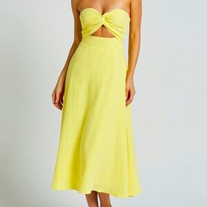 Yellow Strapless Showpo Midi Dress